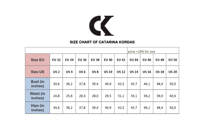 CATARINA KORDAS in Size charts
